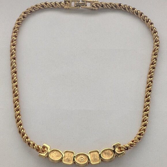 Vintage RARE SWAROVSKI SWAN AB Crystal Gold Tone Rope Choker Style Necklace - Picture 3 of 10